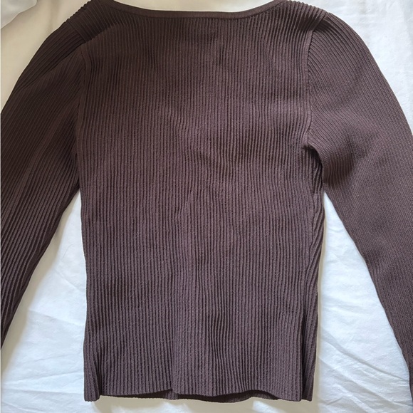 Aritzia Babaton Sculpt Knit Sweetheart Longsleeve - Rich Mocha Brown - Picture 7 of 7